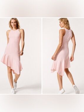 Carbon38 Womens Pink Sleeveless Waterfall Midi Dress Medium Asymmetrical Small
